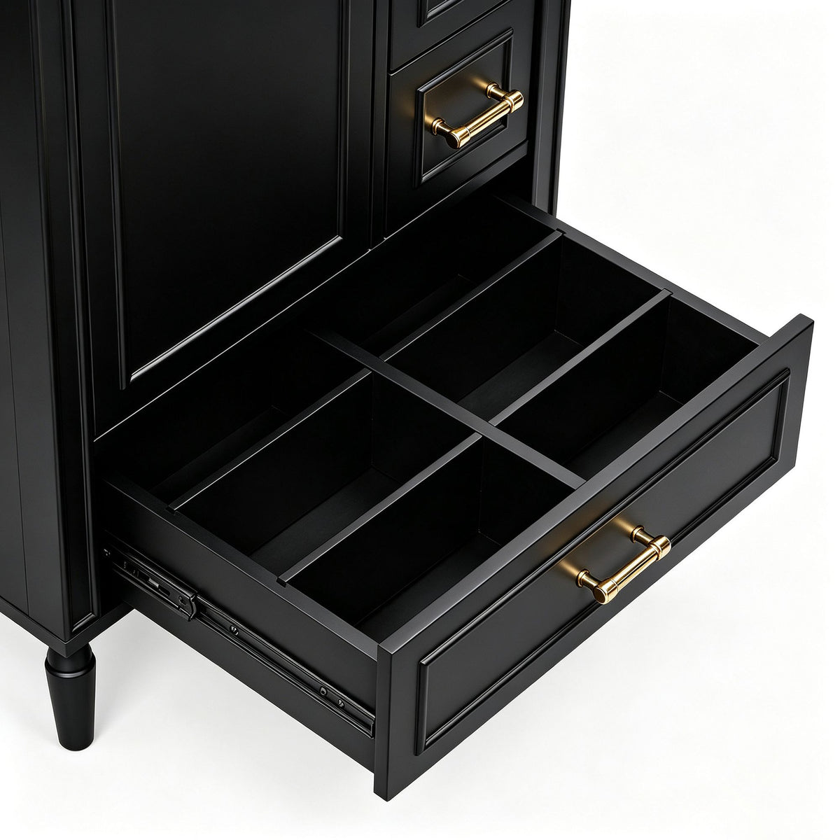 24' Modern Bathroom Vanity with Ceramic Sink, Soft-Close Door, 3 Drawers, Gold Handles, and Door-Mounted Rack for Space-Saving Storage(Old SKU:N729P373272B)