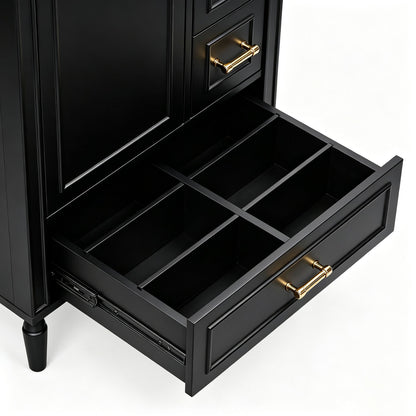 24' Modern Bathroom Vanity with Ceramic Sink, Soft-Close Door, 3 Drawers, Gold Handles, and Door-Mounted Rack for Space-Saving Storage(Old SKU:N729P373272B)
