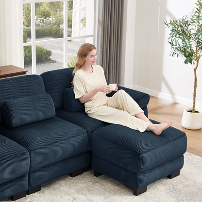 Ottoman Corduroy -Blue