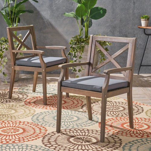 PERLA DINING CHAIR,2PCS with 2 Cushions,grey