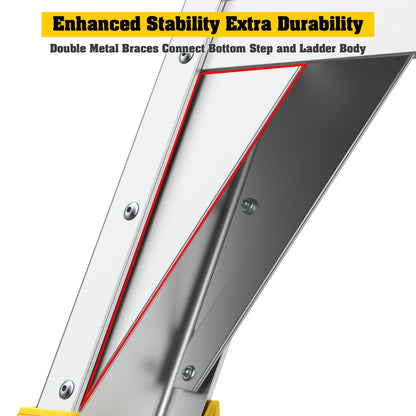 5 Step 375lbs Aluminum Rolling Platform Ladder