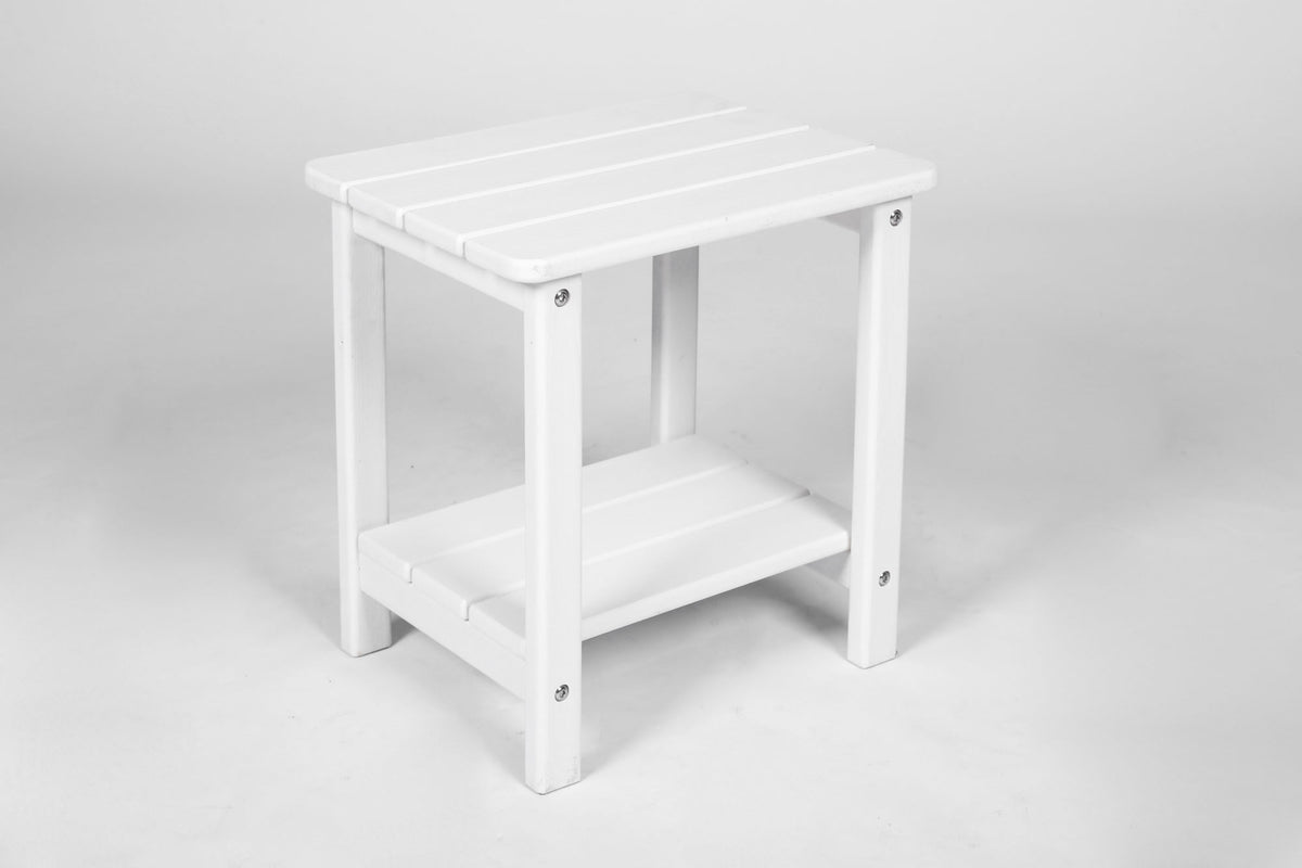 All Weather Rocking Chair Set with Side Table, 3-Piece Rocking Chair Set with Wood-Texture, White(includes 2 Rocking Chairs and 1 Table)