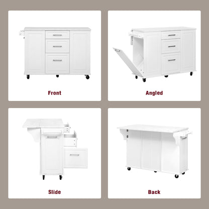 K&K 50.7" Kitchen Island with Storage Tilt Trash Can Cabinet and Pull Out Cabinet Organizer – Model N707S299008W