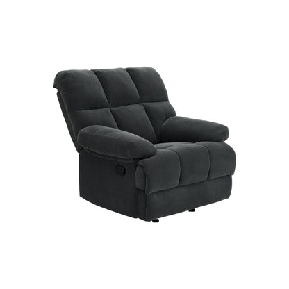 Modern Manual Rocker Recliner Chair with Nubby Upholstery Fabric in Dark Grey, Fabric +Wood and Metal Construction