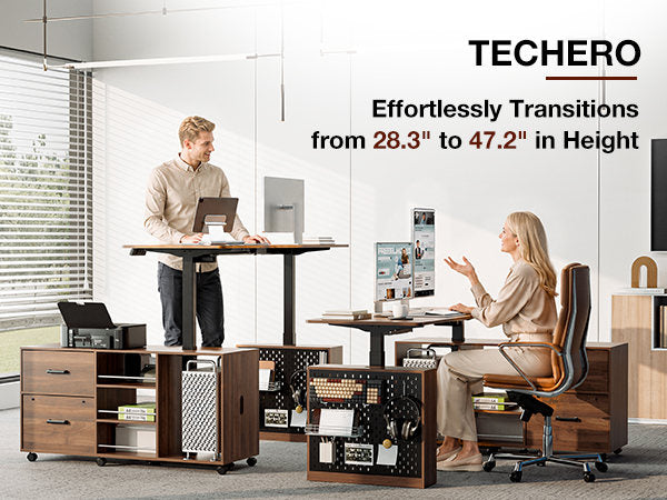 63' L-Shaped Electric Standing Desk with Drawers, Power Outlet & Storage, Height Adjustable Corner Desk with Monitor Stand and Cable Management