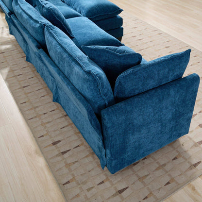 Cloud Sofa 3 Seats (Ottoman is not included), Modern Sectional Couch, Comfy Double Layer Upholstered Seat Cushion – Blue