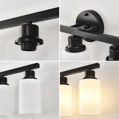 6-Light Matte Black Wall Lamps with White Glass Shades (No Bulbs) Sconce Lighting