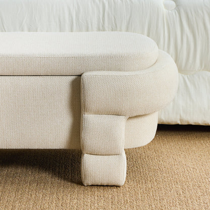 48.8" Ottoman with Storage,Storage Bench,Upholstered Entryway Bench with Seating, End of Bed Ottomans for Living Room, Bedroom, Modern Entryway Benchs,Beige
