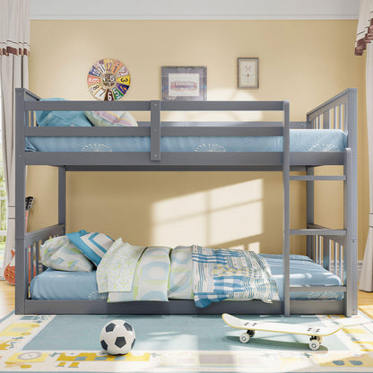 Twin Over Twin Bunk Bed with Ladder, Gray (Old SKU:N708P242163E)