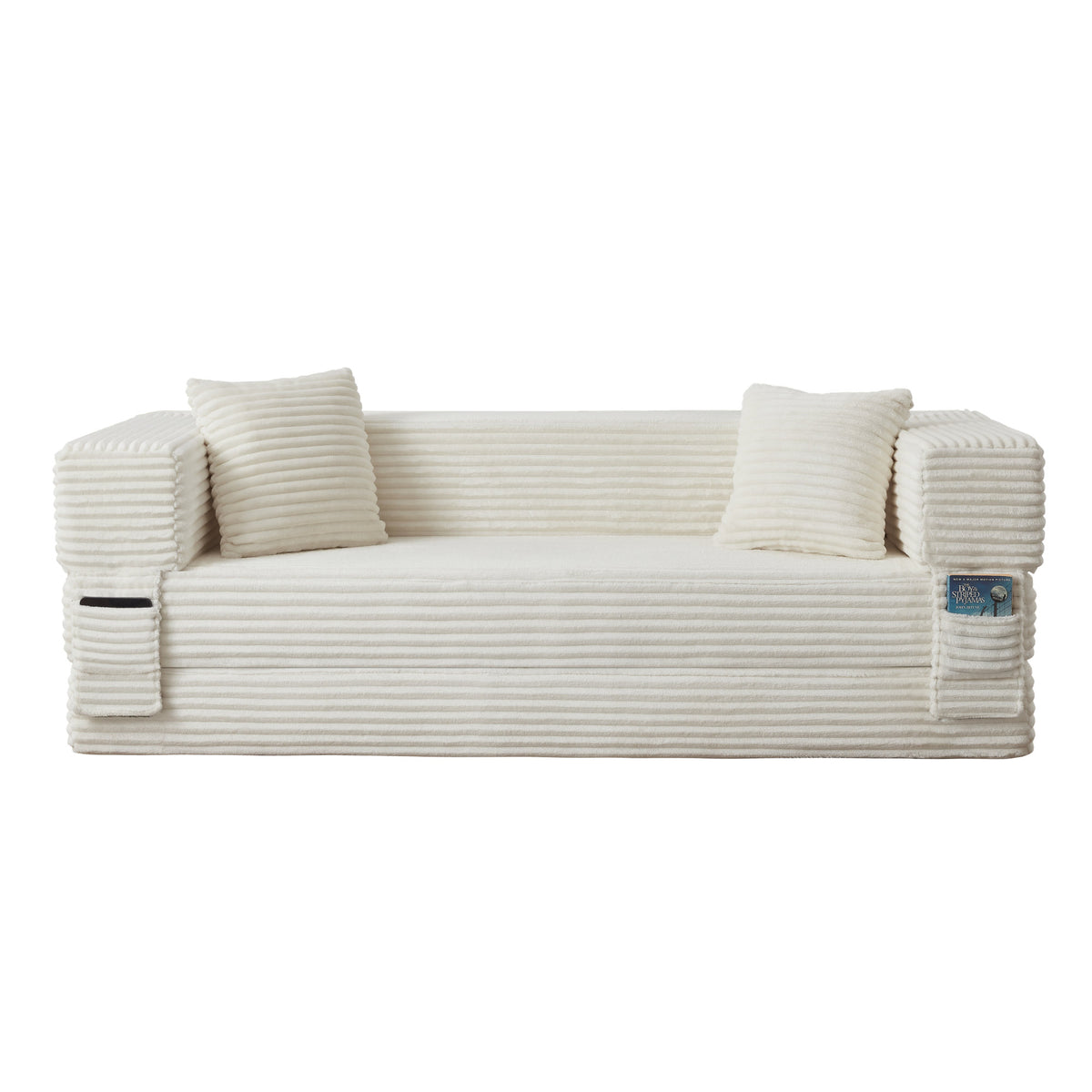 Modern cord sofa with stylish appearance, classic square design, unique two-tier design, convertible into a bed