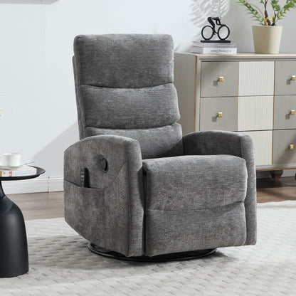 Heat Massage Manual Recliner Chair with Rocker and Swivel in Fabric, Grey – Model W3224P322251