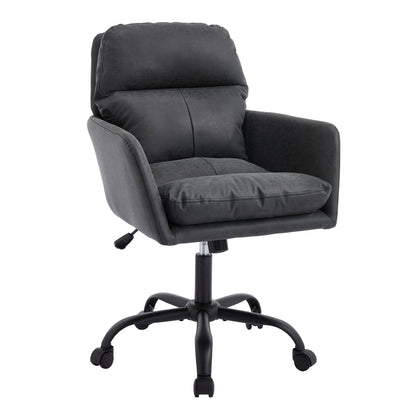 TY Adjustable Office Chair, Ergonomic Swivel Chair, Black Leather, Comfortable for Long Sitting, Versatile Home and Office Use