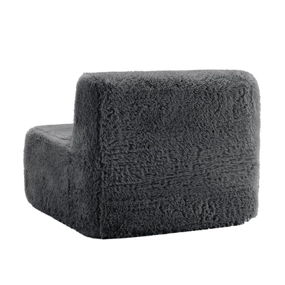 Aviana Armless Sofa W/Pillow Plush Fabric-Dark Grey