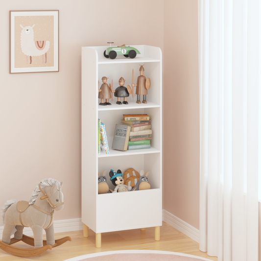 Kids 4-Tier Bookcase, Children's Book Display, Bookshelf Toy Storage Cabinet Organizer for Children's Room