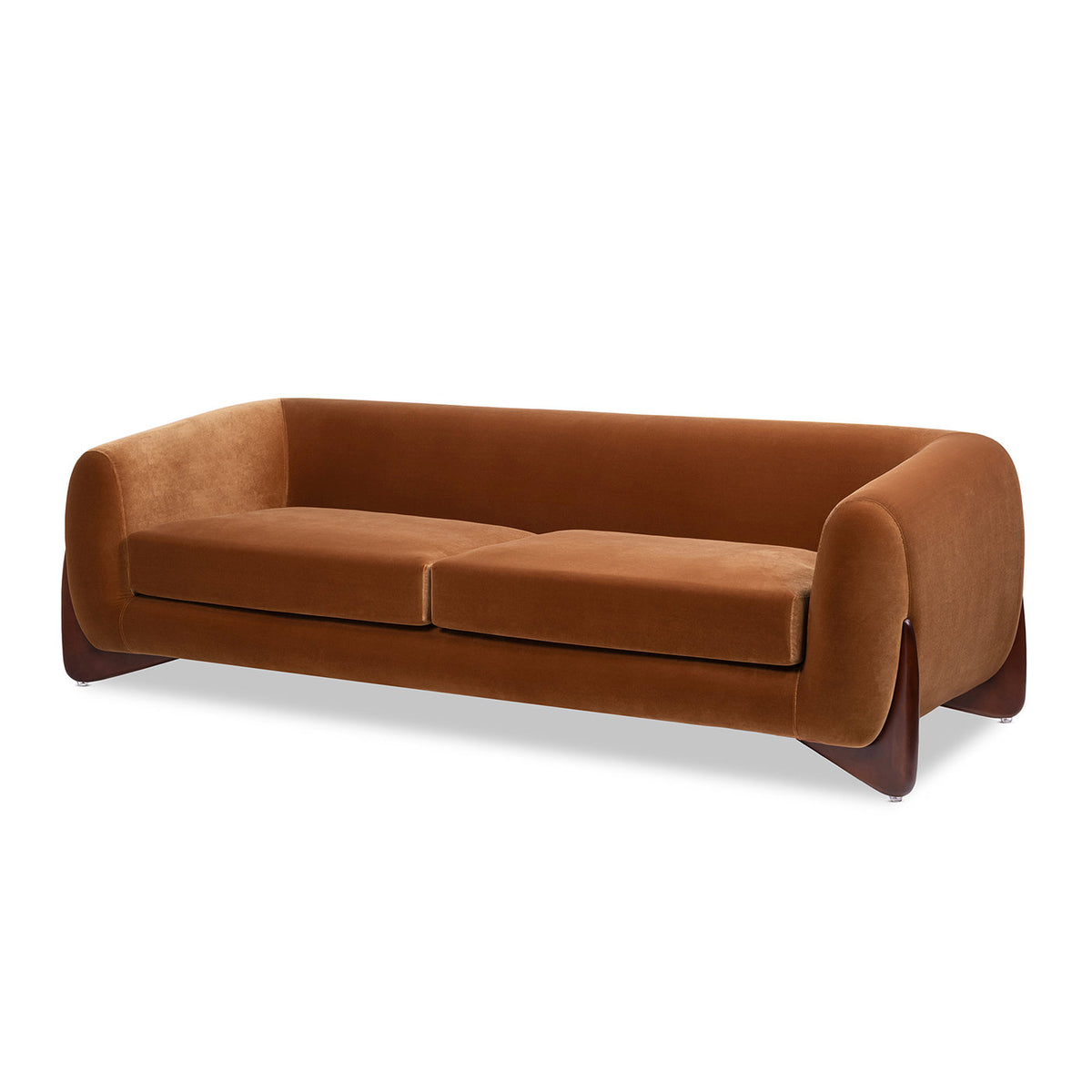 Alpine 90.5' Sherpa Sofa in Burnt Orange Performance Velvet with Natural Oak Legs