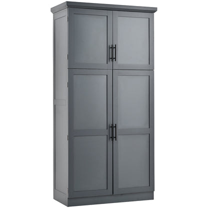 [Assembly Video Provided] TOPMAX 35.5x17.6x70.9inch Freestanding Kitchen Pantry Cabinet, Tall Storage Cabinet with 4 Doors, 2 Door Shelves – Gray