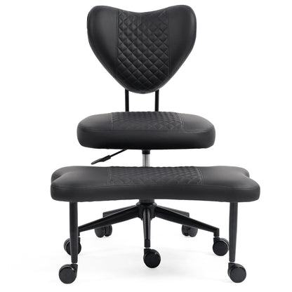 Meditation chair, an ergonomic cross-legged seating chair with lumbar support and a height-adjustable seat cushion, ideal for people engaged in high-intensity office work. Black
