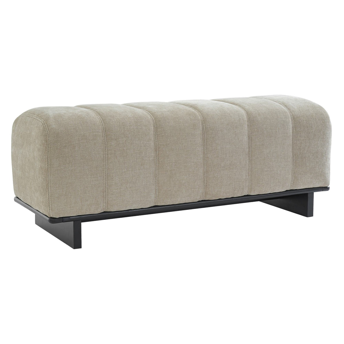 Modern Indoor Dining Bench in Oatmeal Chenille with Rubber Wood and Plywood Frame, 250lbs Capacity, Comfortable Seating for Dining Room or Living Area