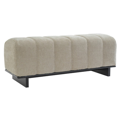 Modern Indoor Dining Bench in Oatmeal Chenille with Rubber Wood and Plywood Frame, 250lbs Capacity, Comfortable Seating for Dining Room or Living Area