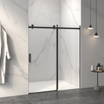 56-60" W x 72" H Frameless Sliding Shower Door, 5/16" Thick SGCC Tempered Clear Glass, Double Side Easy Clean Coat – Black