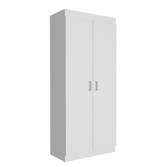 Pantry Double Door Cabinet, Five Shelves,Three Interior Door Shelves, White