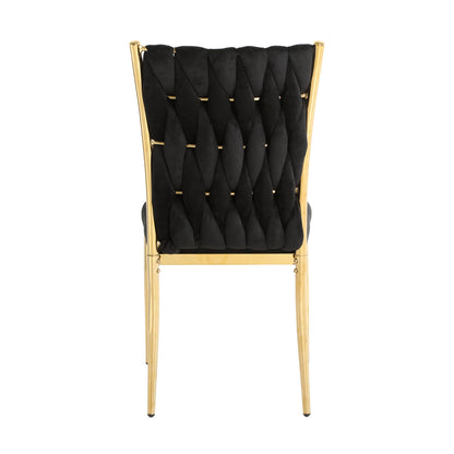 Modern simple Black velvet dining chair, family bedroom stool back student table chair, gold-plated metal chair legs, suitable for dining room kitchen bedroom (set of 4)