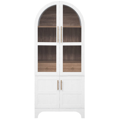 K&K 71" Tall Arched Kitchen Pantry Cabinet with Door Shelves, Farmhouse Kitchen Storage Cabinet with Open & Adjustable Shelves
