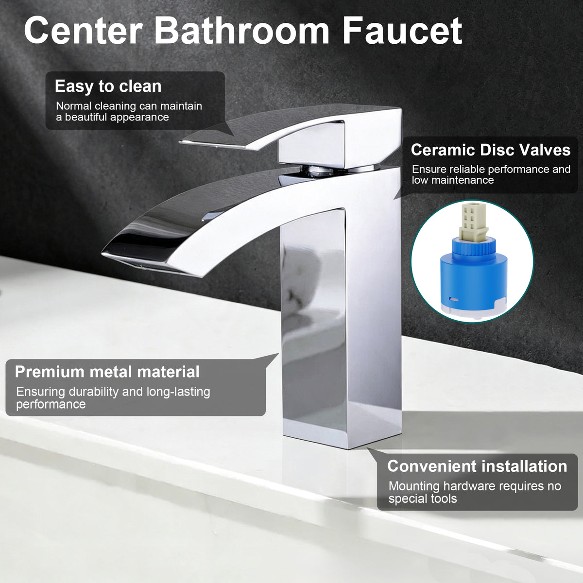 Single Hole Bathroom Faucet,Modern Single Handle Vanity Basin Faucet