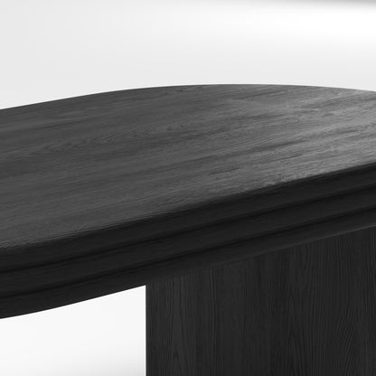 Mid Century Modern Oval Fluted Coffee Table, Farmhouse Wood Coffee Table, Cocktail Table, Center Table, Home Decor(Black