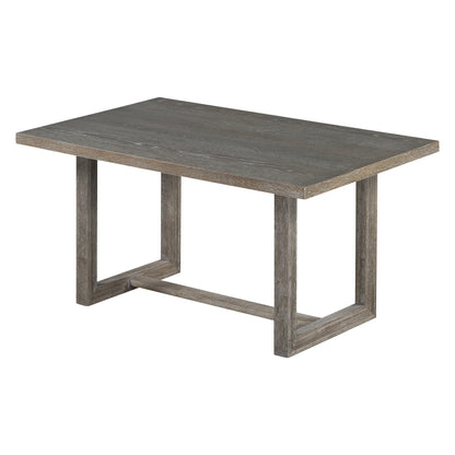 TREXM 6-Piece Retro Dining Table Set for 6, 60" Wood Kitchen Table and Chairs Set of 4 with Bench Designed Trestle Base - Gray – Oak