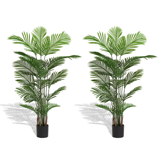 Artificial Areca Palm Plant, 6FT Tall Faux Tropical Tree in Pot for Indoor Outdoor Home, Office, or Garden Modern Decoration, 2pcs/set