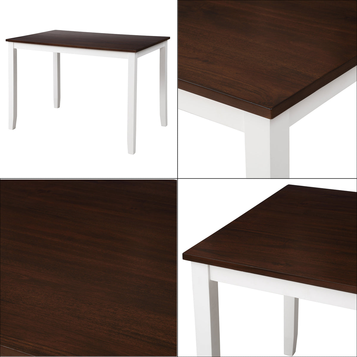 TOPMAX 5-Piece Dining Table Set Home Kitchen Table and Chairs Wood Dining Set, Espresso+White