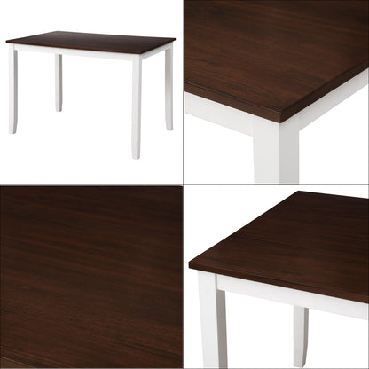 TOPMAX 5-Piece Dining Table Set Home Kitchen Table and Chairs Wood Dining Set, Espresso+White