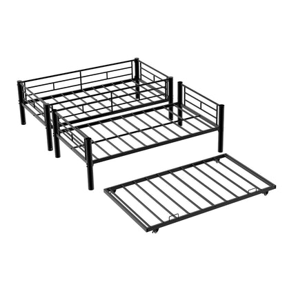 Heavy-duty Sturdy Metal Twin over Twin Bunk Bed with Noise Reduction, Safety Guardrail, No Box Spring Needed, Black