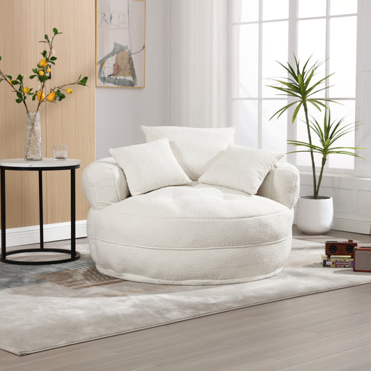 COOLMORE Chenille Sponge single sofa,No Assembly Required,Fluffy Modern Sleeper Chair for Living room, Bedroom, Lounge and Projection Room