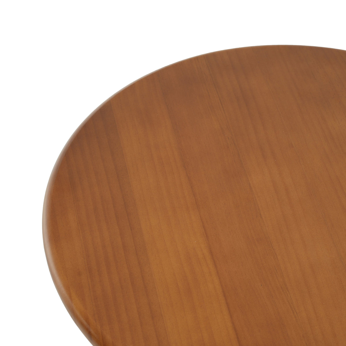 Walnut Finish Pine Wood Round Side Table with Unique Fan-Shaped Legs, Mid-Century Modern Accent End Table for Living Room