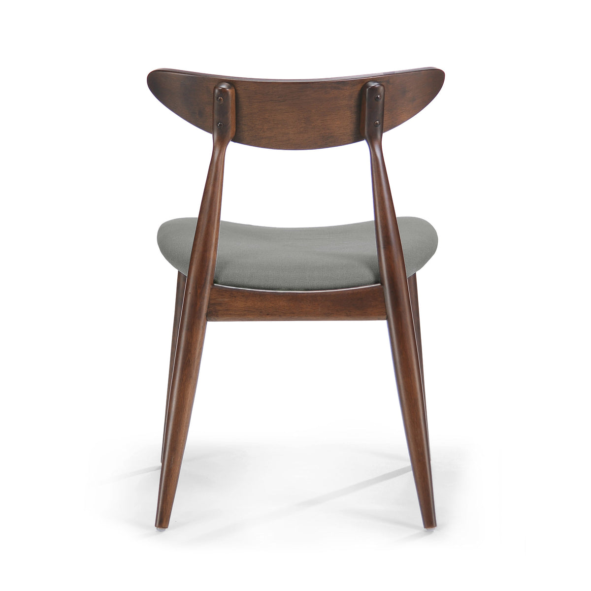 Set of 2 Retro Rubberwood Dining Chairs with Ergonomic Back & Plush Cushions in Walnut and Light Gray, Solid Rubberwood Frame with TSCA-Certified Foam Seats