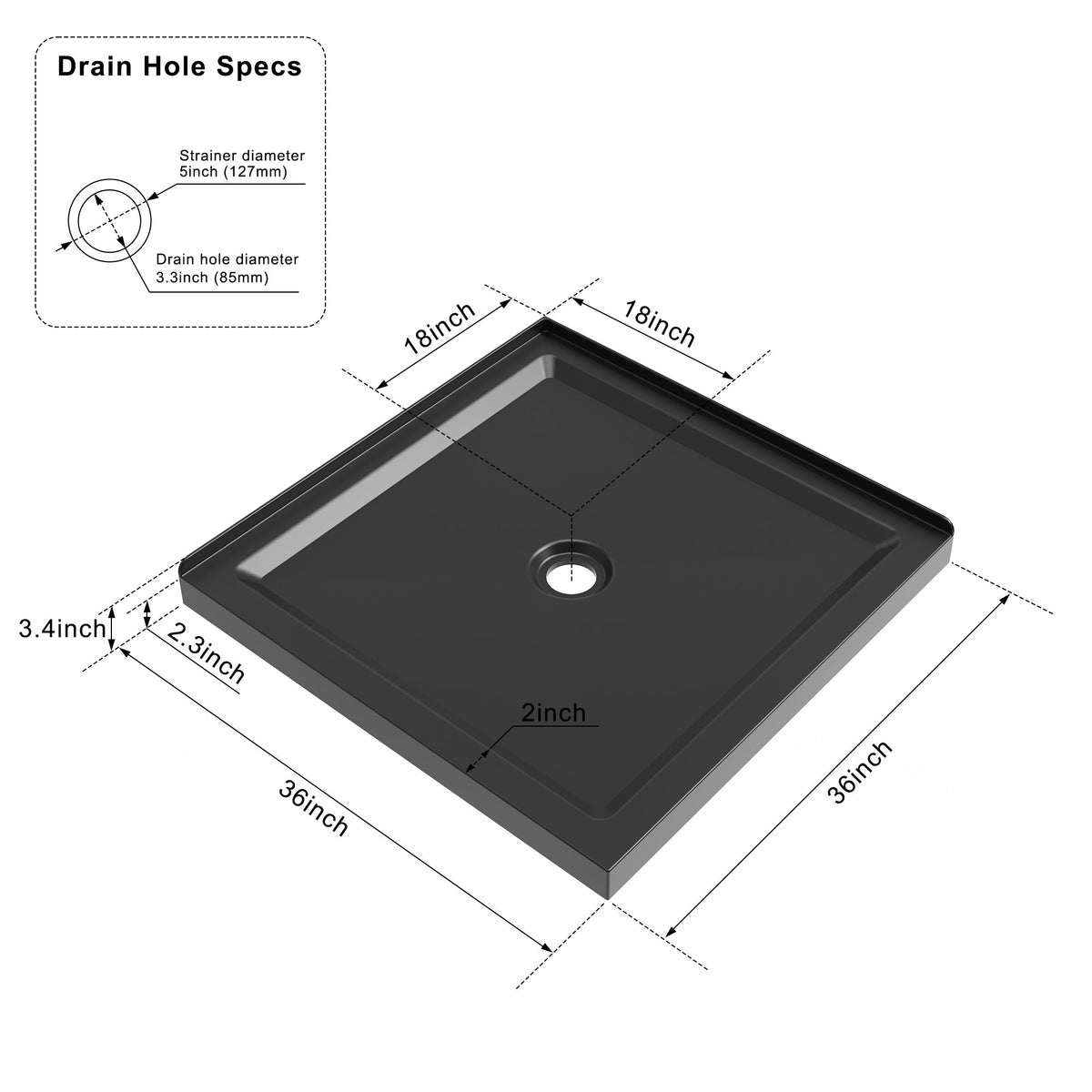 36" x 36" x 72" Corner Sliding Shower Door and Black Shower Base Combo Kit, Clear Tempered Glass, Matte Black Frame Dood & Reinforced Acrylic Base Set