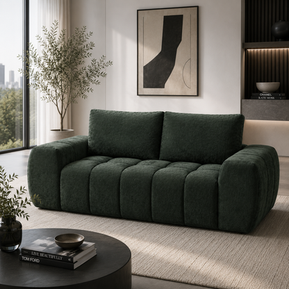 Medwin Green Linen Compressed Loveseat
