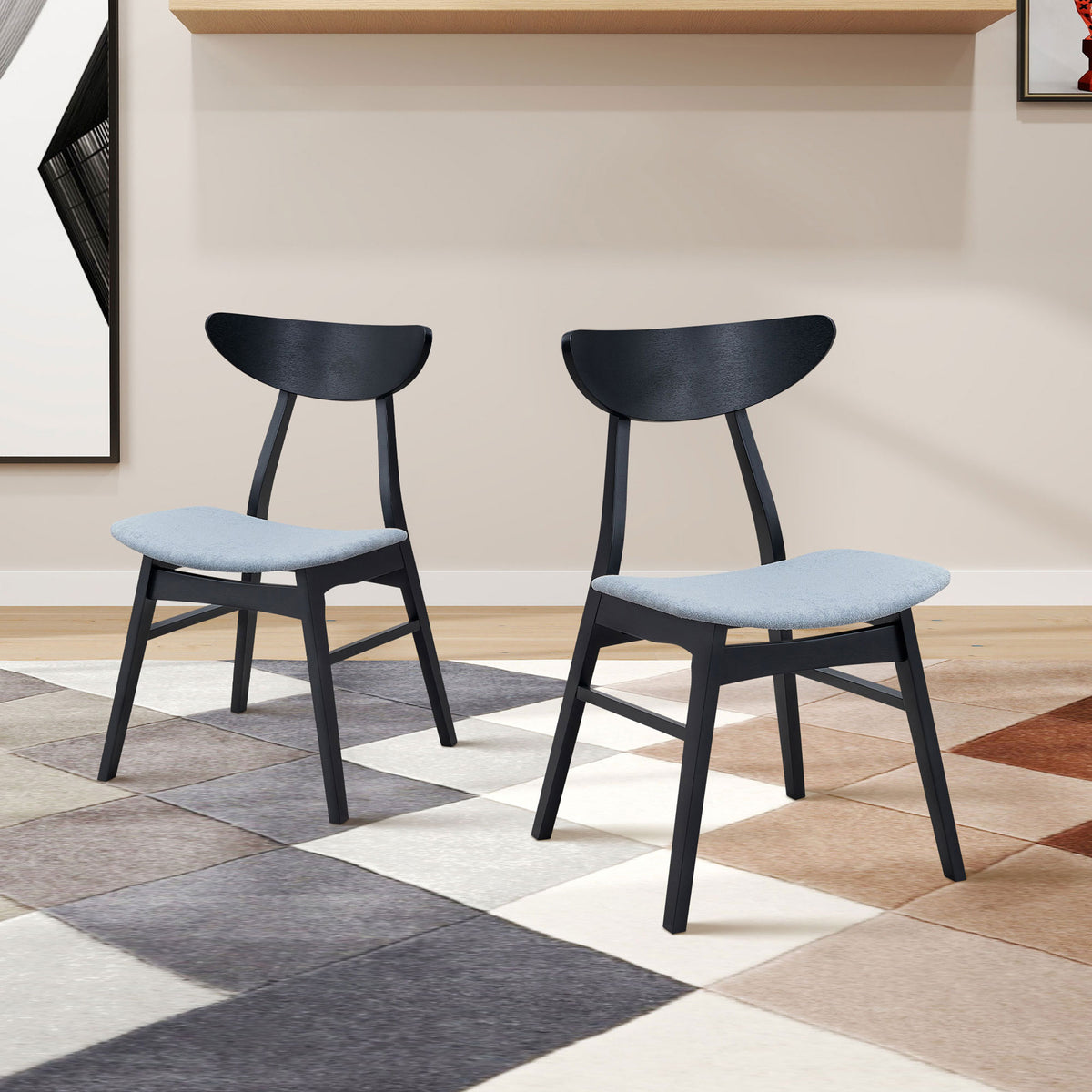 Wooden Dining Chairs Set of 2, Modern Soft Upholstered Kitchen Side Chairs, Wooden Frame Kitchen Chairs, Black