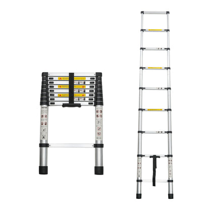 Telescoping Ladder 8.5ft, Telescopic Extension Ladder, Aluminum Alloy Folding Ladder Portable Multi-Purpose for Indoor Outdoor Work, Heavy Duty 300 lbs Load