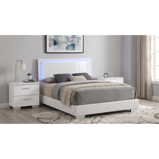 Genevieve White High Gloss Queen 3-Piece Bedroom Set