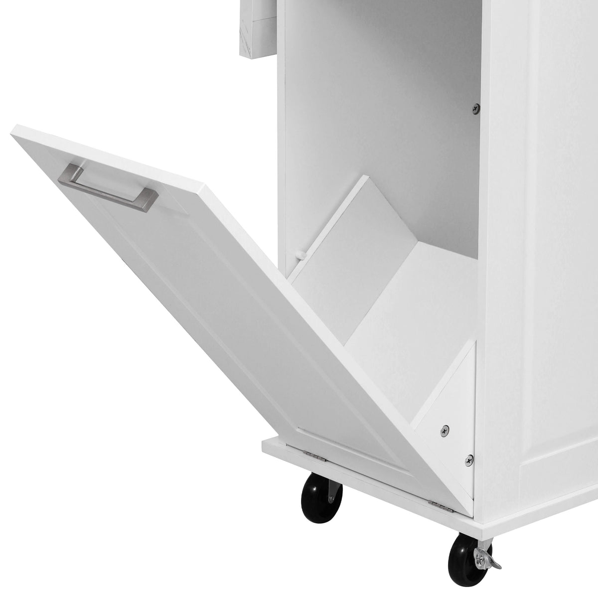 K&K 50.7" Kitchen Island with Storage Tilt Trash Can Cabinet and Pull Out Cabinet Organizer – Model N707S299008W