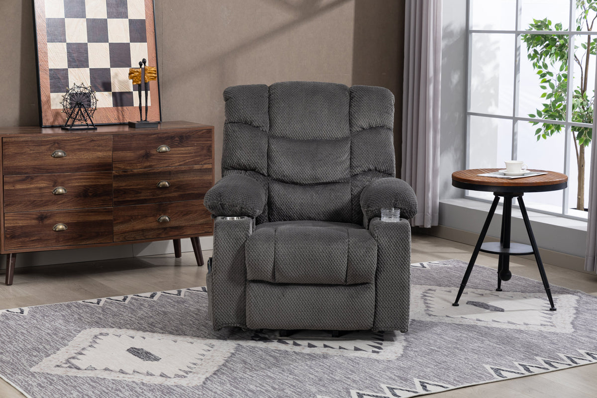 Ultra wide electric lounge chair with hot massage heating and auxiliary standing function - velvet rotating lounge chair for living room, bedroom, and office use