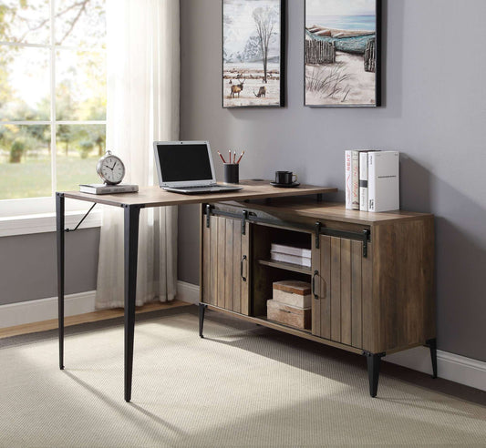 Zakwani 48" Gray Oak & Black Finish Writing Desk
