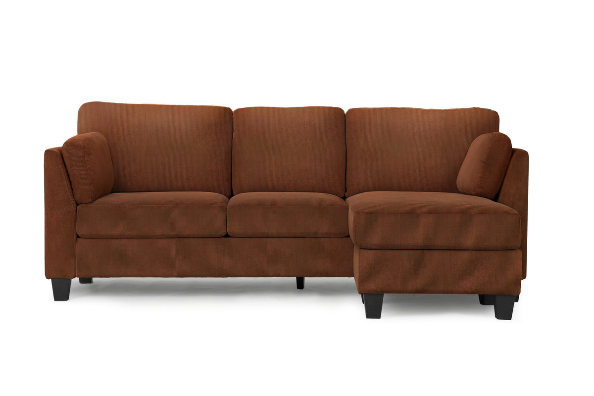 Sofa Lounger, Chaise Lounge, Upholstered, Rust Fabric, Modern, Contemporary