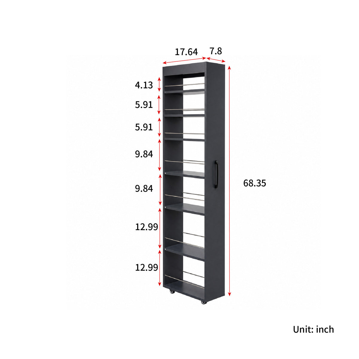 7 Tier multi-functional pull-out multi-tier storage Single-sided open shelf for Kitchen, Living Room & Narrow Spaces
