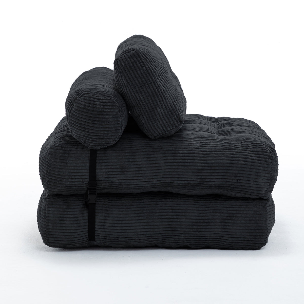 Folding Sofa Bed, Convertible Sleeper Chair with Pillow Foldable Mattress with Back Support, Portable Fold Out Chair Bed Comfy Floor Sofa Lounge for Living Room Bedroom, Black , Single
