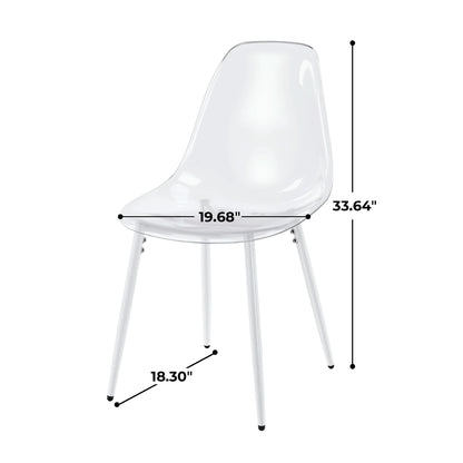 dining chair, set of 4, metal leg, PET plastic seat