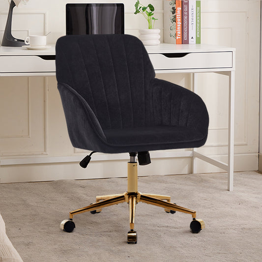 TY Adjustable Office Chair, Ergonomic Swivel Chair, Black Velvet, Comfortable for Long Sitting